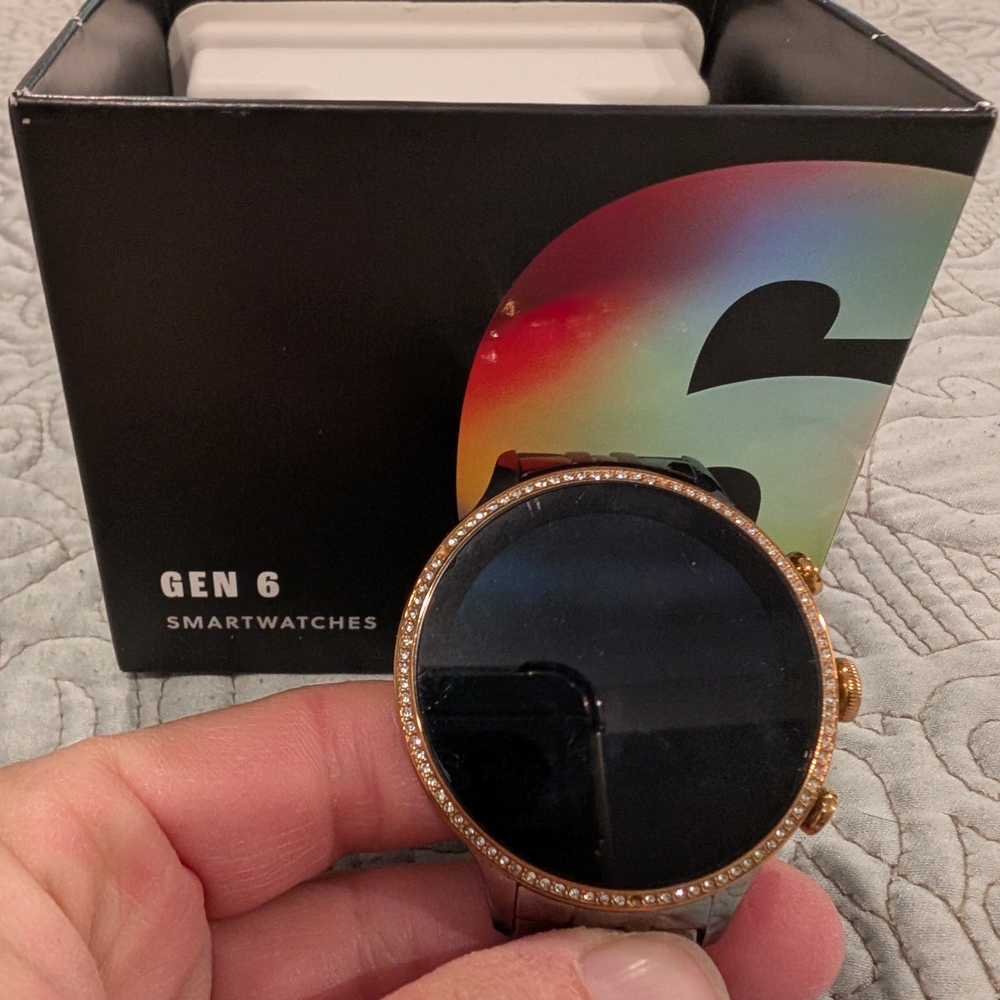 Fossil Gen 6 Julianna Gunmetal & Rose Gold WearOS Smartwatch - Picture 2 of 5